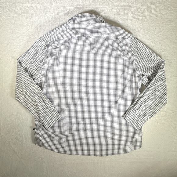 Nautica Men's Dress Shirt White Black & Blue Checkered Grid Pattern XXL Preppy - Picture 4 of 8